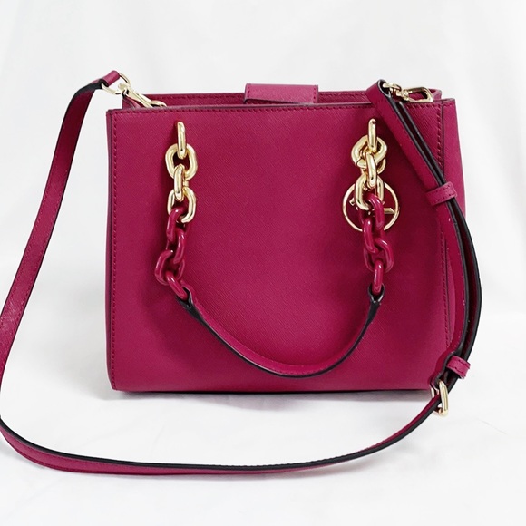 Michael Kors Handbags - MICHAEL KORS Hot Pink Leather Satchel With Gold Hardware NWOT